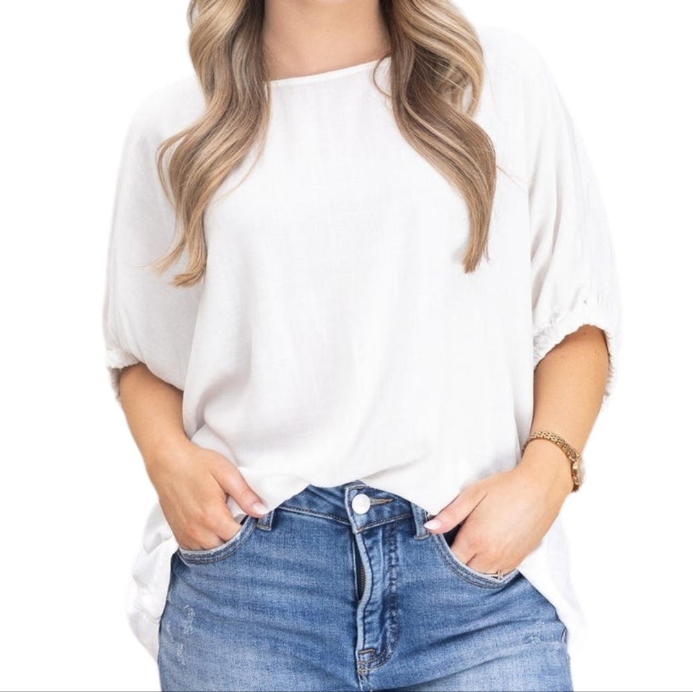 New Zenana White Womens Top Size S M L XL Plus Oversized Woven